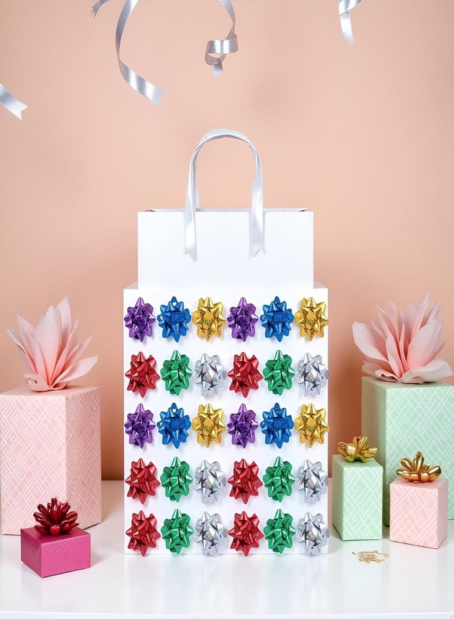 GANPUB 50 Pcs Colorful 1 Inch Gift Bows Mini Christmas Bows Metallic Star Bows Party Gifts Wrapping Bows Adhesive Holiday Presents Bows for Valentine's Day，Gift Wrapping Supplies，Gift Wrap Bows - Image 4